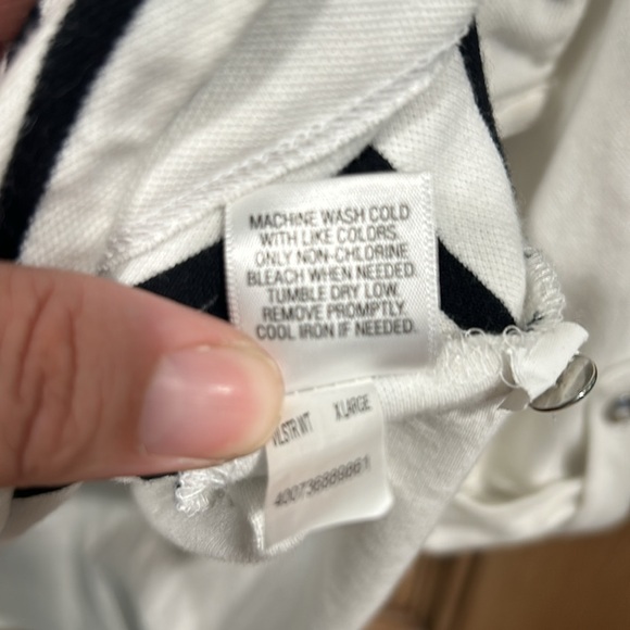 Croft and Barrow White with Black Stripes 3 Quarter Sleeve Size XL - Picture 6 of 8